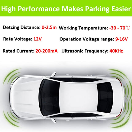 MOCNT Car Parking Aid 8 Sensors Reversing Aid Vehicle Reversing Alarm Parking System Rear Parking Sensors Reversing Parking Aid Reversing Radar System Buzzer Alarm Warning Black