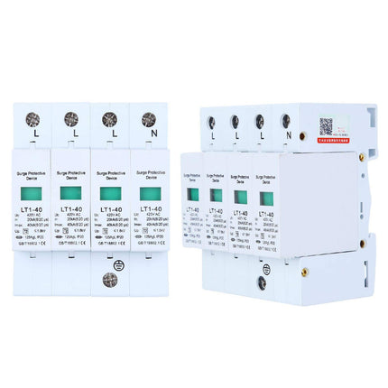 Surge protector, 4P LT1‑40 house surge protector 40ka protection module low voltage arrester white