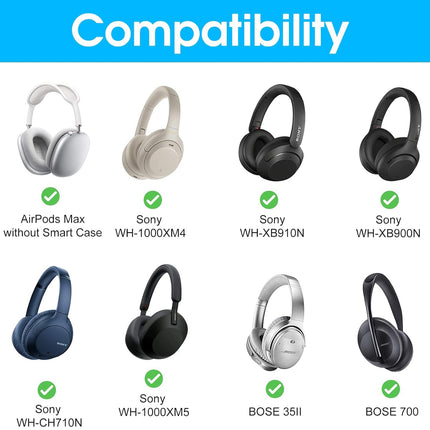 New AirPods Max Hard Case, Portable Travel Earphone Case with Silicone Earmuffs, 6-Piece Set, AirPods Max Protective Organizer - Black Bag