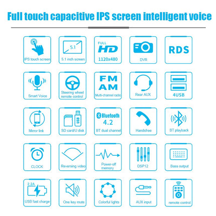 5.1 inch Single Din Car Radio with IPS Touch Screen, Support Bluetooth, FM Mirror Link, Support Smart Voice/4USB/RDS/Remote Control