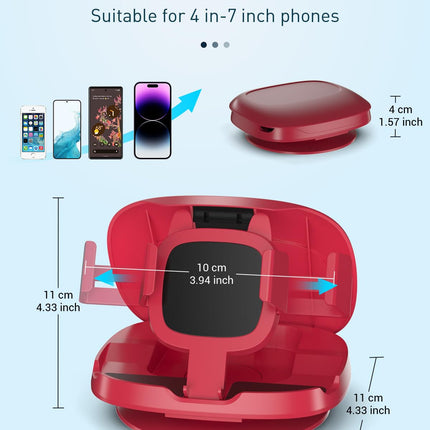 Car Phone Holder, 360° Rotatable Car Phone Holder, Dashboard Car Phone Holder with Adhesive Base, Car Phone Holder for iPhone 16/15/14/13/12 Pro Max/XR/, Samsung Galaxy, Smartphone (Red)