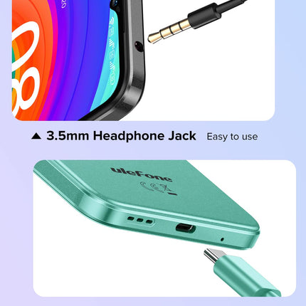 Ulefone Android 12 4G Smartphone without Contract Note 14(64GB), 3-Card Slot, Quad Core 4GB+64GB, Dual-SIM Mobile Phone, 6.52'' HD+, 8MP+13MP Camera, 4500mAh Battery, Face Unlock GPS Black
