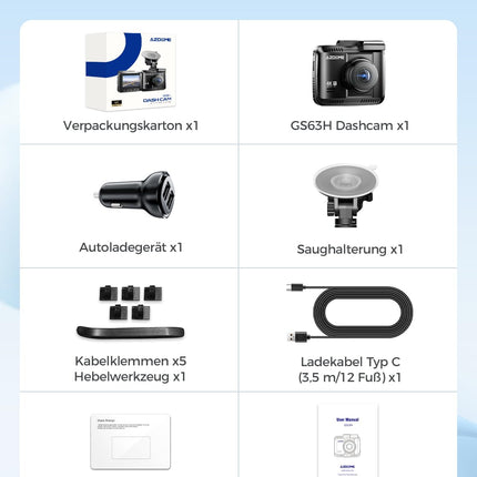 AZDOME autokaamera 4K resolutsiooniga, WiFi autokaamera GPS-iga, öönägemisega autokaamera, 170° lainurk, WDR, 2.4" IPS, 24/7 parkimise jälgimine, liikumistuvastus, tsükkelsalvestus (GS63H)