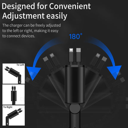 COCIVIVRE 4-ühes autolaadija, sissetõmmatav auto kiirlaadija sigaretisüütaja USB-ühendusega, autolaadija, autoadapter, mis ühildub iPhone 16 15 14 Pro/Pro Max/Plus, Galaxy S24 23 22, Pixeli ja Huawei Mate'iga