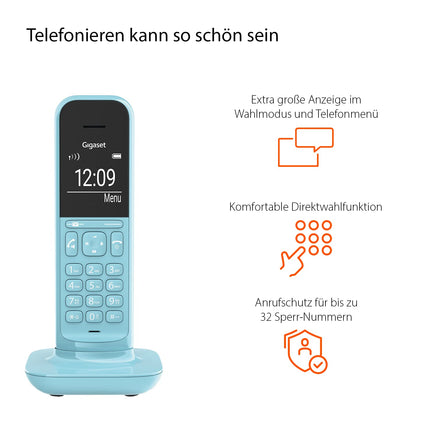 Gigaset CL390HX - Disain DECT-telefonitoru laadimisalusega - Fritzbox-ühilduv - Juhtmeta telefon ruuteritele ja DECT-baasjaamadele - Otsevalimise funktsioon - Kaitse soovimatute kõnede eest, puhas sinine