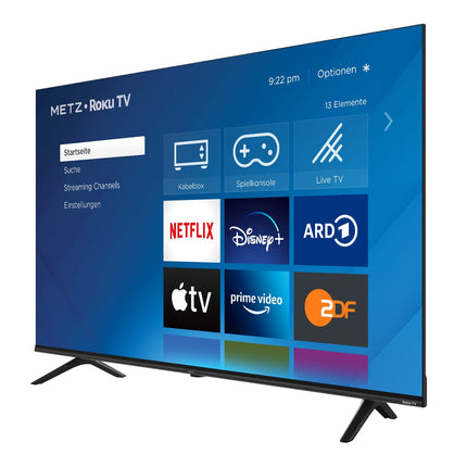 METZ Blue Roku TV, 4K UHD nutiteler, 55 tolli, 139 cm, kolmekordse tuuneriga teler, WiFi, LAN, HDMI, USB ja HDTV ühendusvõimalustega