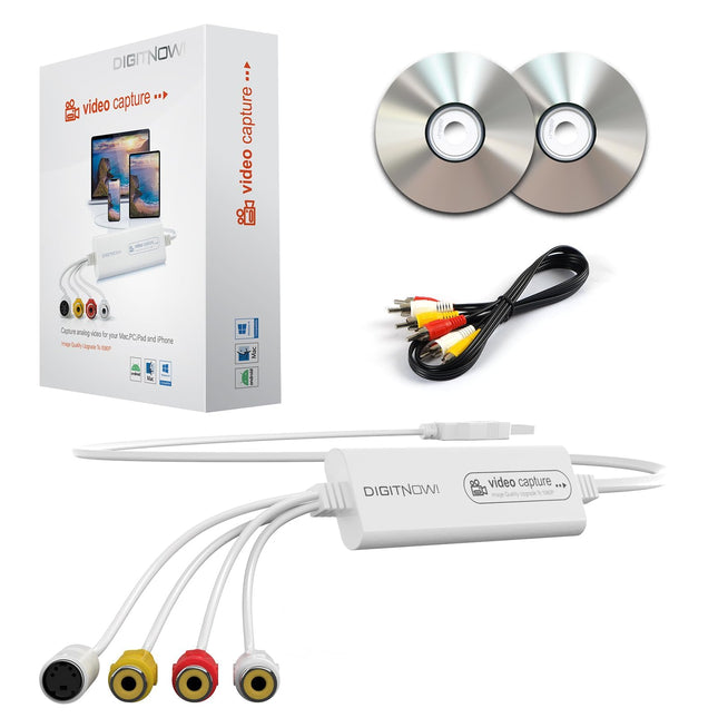 VHS-digitaalmuundur, USB-videokaart, videosalvestusseade, RCA-USB-muundur, teisendab VHS-videokasseti Hi8 digitaalseks, kassettmängija, videokaamera, arvuti, teleri jaoks, Windowsi ja Maci operatsioonisüsteemiga ühilduv