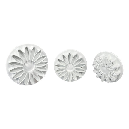 PME SD618 Reljeefne lõikur päevalille/karikakra/gerbera soontega, plastik, valge, 5 x 5 x 5 cm, 3 tk komplekt