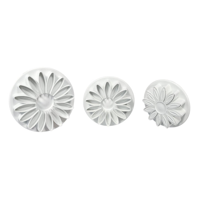 PME SD618 Reljeefne lõikur päevalille/karikakra/gerbera soontega, plastik, valge, 5 x 5 x 5 cm, 3 tk komplekt