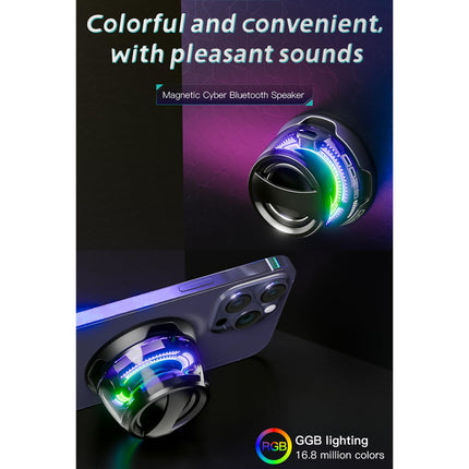 Multifunctional Magnetic Bluetooth Speaker, G200 Portable Bluetooth Speaker with Multi-RGB Color Light and Phone Holder, Waterproof Magbeat Bluetooth Speaker for Outdoor Travel