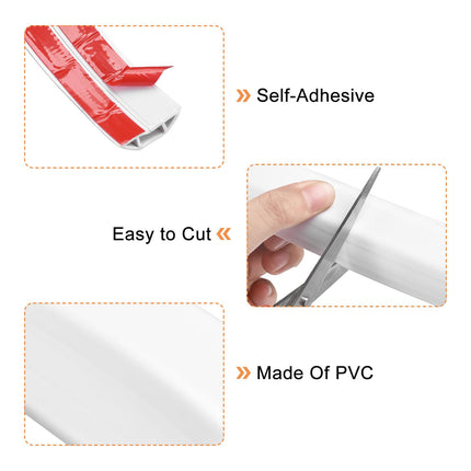 uxcell D40 1 m Floor Cord Cover, PVC Cord Cover Floor, Wire Cover for Extension Cords, Protect Wires and Prevent Cable Trips, Hole Width 1.4 cm, White