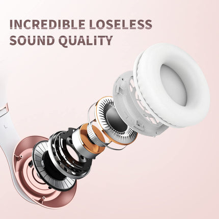 Uliptz juhtmevabad Bluetooth-kõrvaklapid, 65 tundi mänguaega, 6 ekvalaiseriga helirežiimi, HiFi stereo kõrvaklapid mikrofoniga, kokkupandavad Bluetooth 5.3 kõrvaklapid reisimiseks/kontorisse/telefoni/arvuti jaoks (roosakuldne)