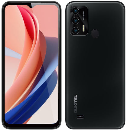 OUKITEL Android 12 smartphone without contract C31 PRO, 4GB+64GB, DUAL SIM+SD (3 card slots), Helio P22 Qcta-Core budget phone, 5150mAh battery, 6.52'' HD+, 5MP+13MP camera, fingerprint sensor, black