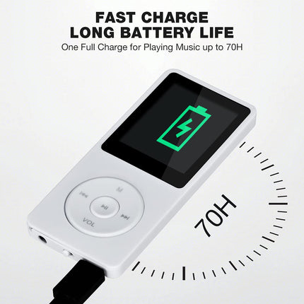 MP3 Player, MP3/MP4 Digital Music Player, Lychee Upgrade 8GB Portable HiFi Sound Music Player with Music/Video/Voice Recording/FM Radio/E-Book Reader, Supports up to 64GB (White)
