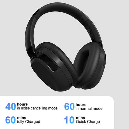 Eono mürasummutavad kõrvaklapid - juhtmevabad kõrvapealsed Bluetooth-kõrvaklapid - ANC Eonoheadphone 1 mitme režiimiga mürasummutusega, AUX, mikrofon, pehmed kõrvapadjad, 40-tunnine aku (must)