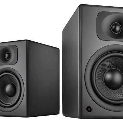 wavemaster TWO PRO stone gray – Bookshelf speaker system (110 watts) with Bluetooth streaming, digital connections, and IR remote control. Active speakers for use with TV/tablet/smartphone, dark gray (66352)