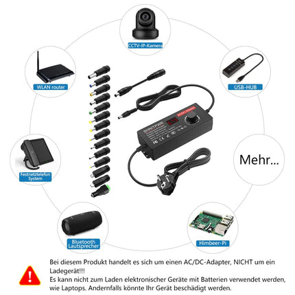 SHNITPWR universaalne toiteplokk 3.5-12V 8A 96W reguleeritav toiteadapter DC 3.5V 4.5V 5V 6V 7V 8V 9V 10V 12V toiteadapter 14 otsaga ja polaarsuskaabliga koduelektroonika LED-ribale