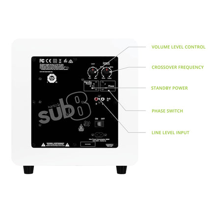 Kanto SUB8V suletud korpusega aktiivsubwoofer | Mattvalge