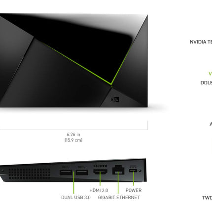 NVIDIA SHIELD Android TV Pro multimeediapleier; 4K HDR-filmid, otseülekanded spordist, Dolby Vision Atmos, tehisintellektiga video suurendus, GeForce NOW Cloud Gaming, integreeritud Google Assistant