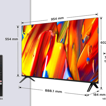 TCL 43V5C - 43-tolline Full HD nutikas QLED Direct LED-teler Android TV ja HDR-iga - ühildub Google Casti ja Google Home'iga, õhuke disain