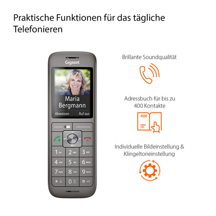 Gigaset CL660HX - DECT juhtmeta telefon ruuteritele - Fritzbox, antratsiitmetallik ja DECT baasjaam Box 100 teie enda sidesüsteemi jaoks Gigaset telefonidega, mustas värvitoonis