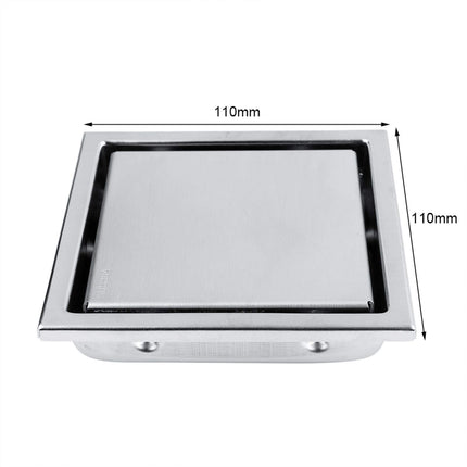 4.3 inch square shower floor drain with removable cover, square stainless steel shape, odorless bathroom floor drain waste gate shower drain for kitchen bathroom garage