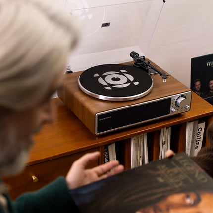 Qlearsoul ONE-Q plaadimängija, kõik-ühes HiFi plaadimängija sisseehitatud kõlaritega, Bluetooth 5.4, Phono eelvõimendi, magnetiline helipea AT-3600L, 33/45 p/min, kaks kiirust