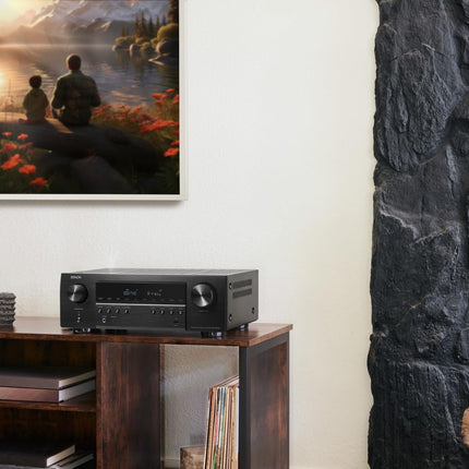 Denon AVC-S670H 5.2-kanaliga AV-ressiiver, Dolby Surround heli, 6 HDMI sisendit ja 1 väljund, 8K HDMI, Bluetooth, Wi-Fi, AirPlay 2, HEOS Multiroom, Alexa ühilduv, must