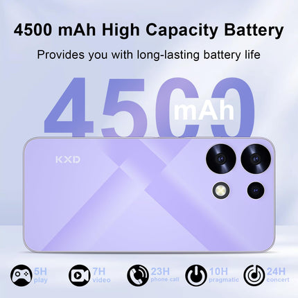 EL KXD A10 Smartphone Without Contract 6.6” HD+ 8GB+128GB Storage/256GB Expandable, 13MP+8MP Camera Octa-Core, Android 13 Mobile Phone Cheap 4500mAh 4G Dual Sim Unlocked Cell Phones, Face ID+ Fingerprint-Blue