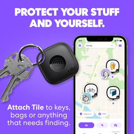 Tile by Life360 Mate (2024) – Bluetooth Tracker, Key and Item Finder for Keys, Bags, and More. Phone Finder. iOS &amp; Android Compatible. Phone Finder. 1-Pack (Navy Blaze)