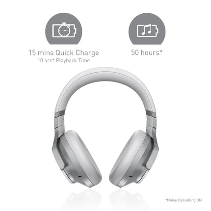 Technics EAH-A800E-S Bluetooth headphones, over-ear with noise cancelling and microphone, easy connection, foldable, silver