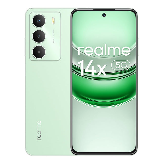 Realme 14x 5G nutitelefon 6 + 128 GB, silmadele mugav ekraan 120 Hz, terav 50 MP kaamera, kauakestev 5000 mAh aku, sõjaväeklassi löögikindlus, kaheksatuumaline, roheline (ilma adapterita)