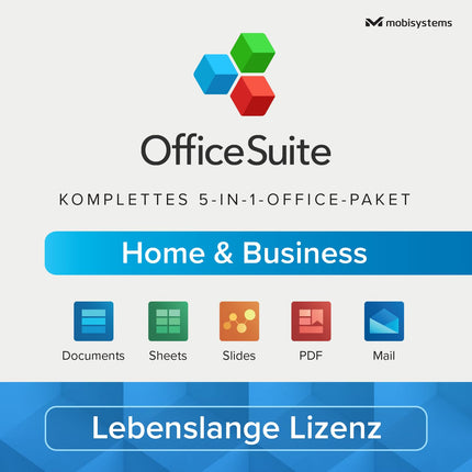 OfficeSuite Home &amp; Business – Eluaegne litsents – Dokumendid, Arvutustabelid, Slaidid, PDF, Meil ​​ja Kalender 1 Windowsi arvutile