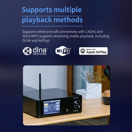 SMSL DP5SE audiopleier, HiFi-pleier, tasakaalustatud eelvõimendi, võrgumuusikapleier ES903902MD/A kiibiga, DLNA AirPlay Hiby Link, USB/optiline/koaksiaal/I2S/AES/EBU/6,35 mm kõrvaklapiväljundiga