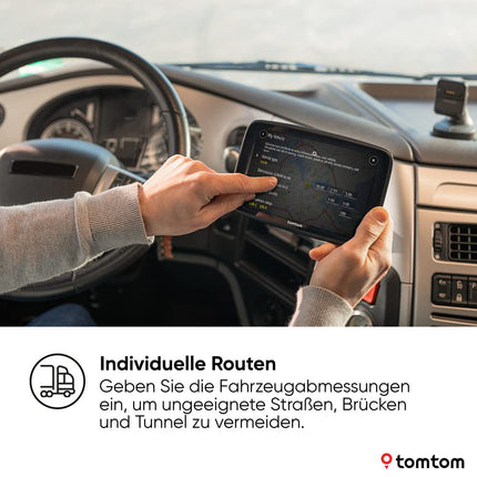 TomTom Truck Navi GO Expert Plus (7-inch display, route guidance and POIs for large vehicles, TomTom Traffic included, world maps, real-time restriction alerts) - New software