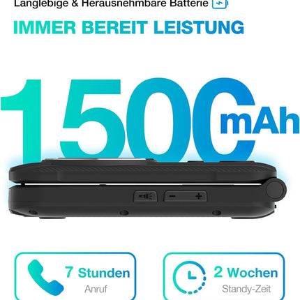 AGM M8 FLIP lepinguta klapiga telefon 4G, suurte nuppudega seenioride telefon, veekindel, SOS, kuuldeaparaatidega ühilduv, kiirvalimine, 104 dB kõlar, kahekordne SIM-kaart, 1500 mAh, must