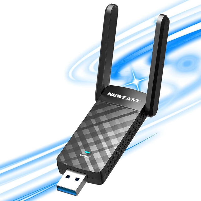 NEWFAST WLAN Stick for PC,1800Mbps Dual Band USB WiFi 6 Adapter,WiFi 6 Dongle Support for Windows 10/11 ONLY,180° Adjustable High Gain Antenna,WPA3,USB 3.0 Wireless Adapter for Laptop