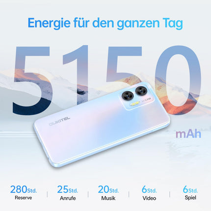 OUKITEL C36 nutitelefon ilma lepinguta 24GB + 256GB / 1TB, Android 14 4G mobiiltelefon, odav kaheksatuumaline, 6,56-tolline 90Hz ekraan, 5150mAh aku, 13MP panoraamkaamera, kahe SIM-kaardiga lukustamata mobiiltelefonid, sõrmejäljelugeja - must