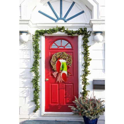 Grinch Wreath, Christmas Wreath Door Grinch Christmas Decoration, How the Grinch Stole the Burlap Christmas Wreath, Door Wreath Grinch Decoration (35 x 45 cm)