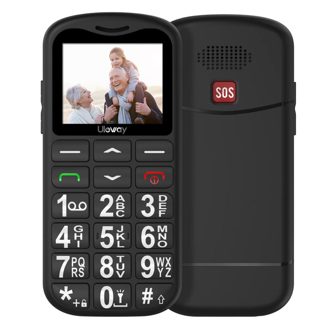 CHAKEYAKE seenioridele mõeldud mobiiltelefon suurte nuppudega | Lepinguta mobiiltelefon 1,7-tollise LCD-ekraaniga | SOS-funktsioon | Kahe SIM-kaardiga klaviatuuriga mobiiltelefon taskulambiga | Laadimisjaam | Must-G180