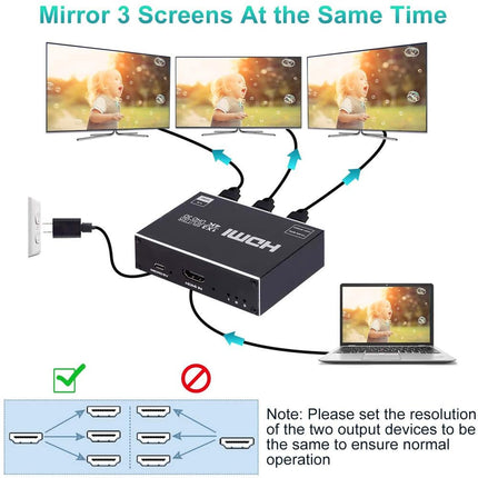 HDMI jaotur 1 sisend 3 väljundit - HDMI jaotur 4K 1 sisend 3 väljundit, toetab samaaegselt HDCP 1.4 4K 3D UHD 1080P - HDMI jaotur 1 sisend 3 väljundit HD-telerile Fire Stick Xbox PS3 PS4