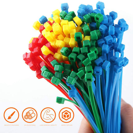 400 Pack Colored Cable Ties, High Quality Color Nylon Cable Ties - Cable Ties 300mm X 3.6mm, Yellow, Blue, Green, Four Colors 100 Pieces Each