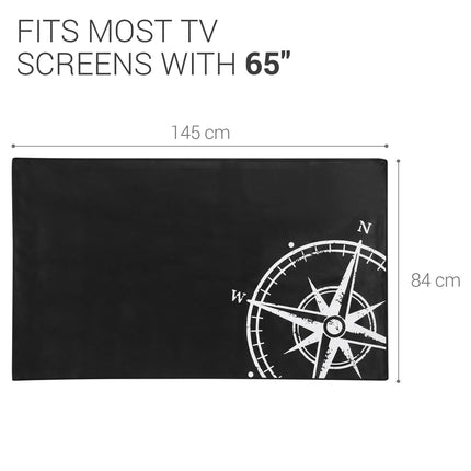 kwmobile 65" TV Cover - Indoor TV Screen Protector Cover - TV Screen Dust Cover - Compass Vintage White Black