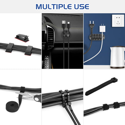 WADEO Under Desk Cable Management Tray, 28-52 cm Extendable and Adjustable Cable Organizer No Drilling, Set with 148 Accessories
