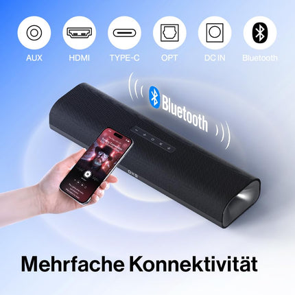 OXS Thunder Lite PC Gaming Soundbar, telerite heliribad virtuaalse ruumilise heliga, 2 täisribaelementi, bassitoru, kompaktne disain, HDMI/Aux/optiline ühilduvus, Bluetooth 5.0 juhtmevaba ühendus