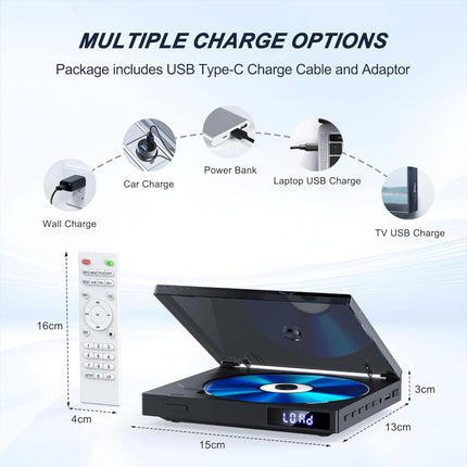 Õhuke DVD-mängija, kompaktne DVD-mängija telerile, 1080P HDMI DVD-mängija kõikidele piirkondadele tasuta, taasesitusmälu, HDMI/AV-väljund, USB 2.0, toetab PAL/NTSC-d