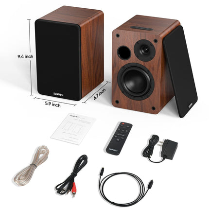 Saiyin Bluetooth-raamaturiiul, 40 W x 2 aktiivkõlarit telerile 4-tollise bassikõlariga, plaadimängija kõlarid optilise/AUX-sisendiga/subwoofer Line Out arvuti ja telerite jaoks