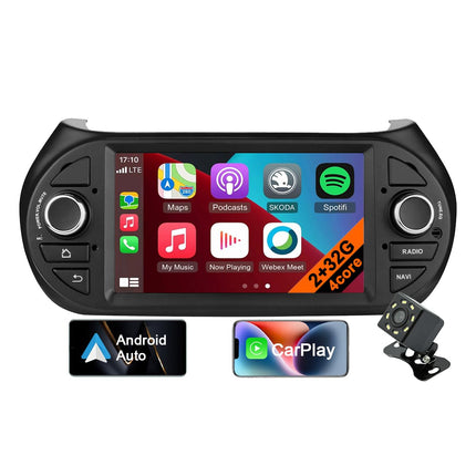 Android 12 autoraadio FIAT Fiorino/Qubo/Peugeot Bipper/Citroen Nemo jaoks, 7-tollise puutetundliku ekraaniga autoraadio toetab CarPlayd, Android Autot, MirrorLinki, Bluetoothi, roolijuhtimist (4-tuumaline 2GB+32GB)
