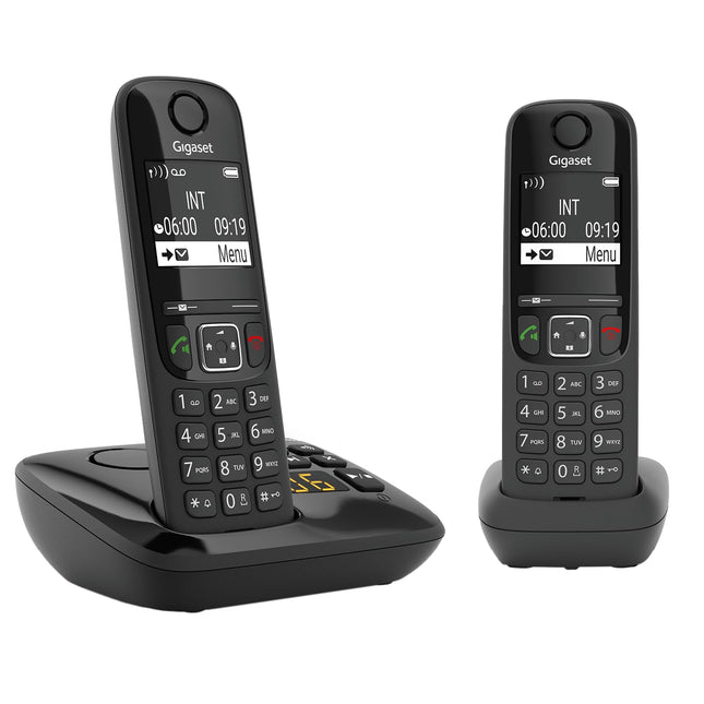 Gigaset AS690A Duo - 2 juhtmeta DECT-telefoni automaatvastajaga - kõrge kontrastsusega ekraan - reguleeritavad heliprofiilid - käed-vabad funktsioon - ära sega, must [saksa versioon]