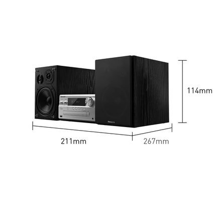 Panasonic SC-PMX802E-S esmaklassiline Hi-Fi süsteem DAB-raadio, CD-mängija ja kõrglahutusega voogedastusega, sisseehitatud Chromecast, Bluetooth, AirPlay 2, 3-ribalised kõlarid, hõbedane